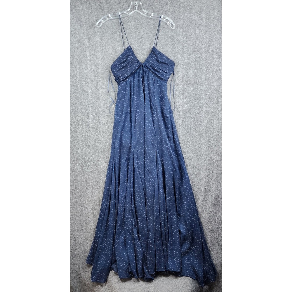 Zara Navy Blue Polka Dot Maxi Dress